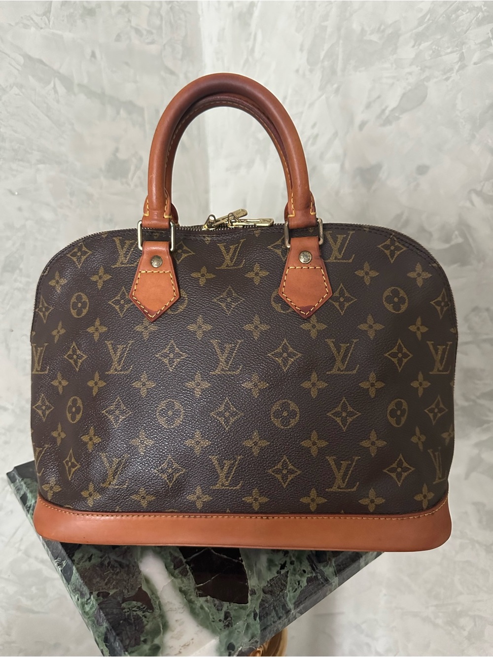 Louis Vuitton ALMA PM Monogram Brown & Tan Alma-Style Top-Handle Bag